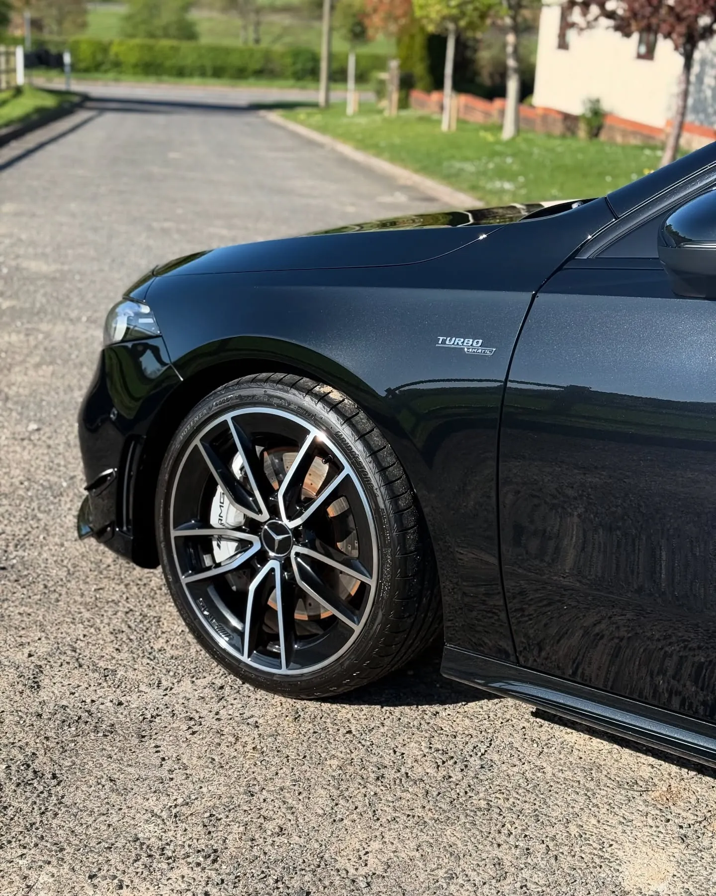 Glossy black Mercedes-AMG with ceramic-coated paint and wheels